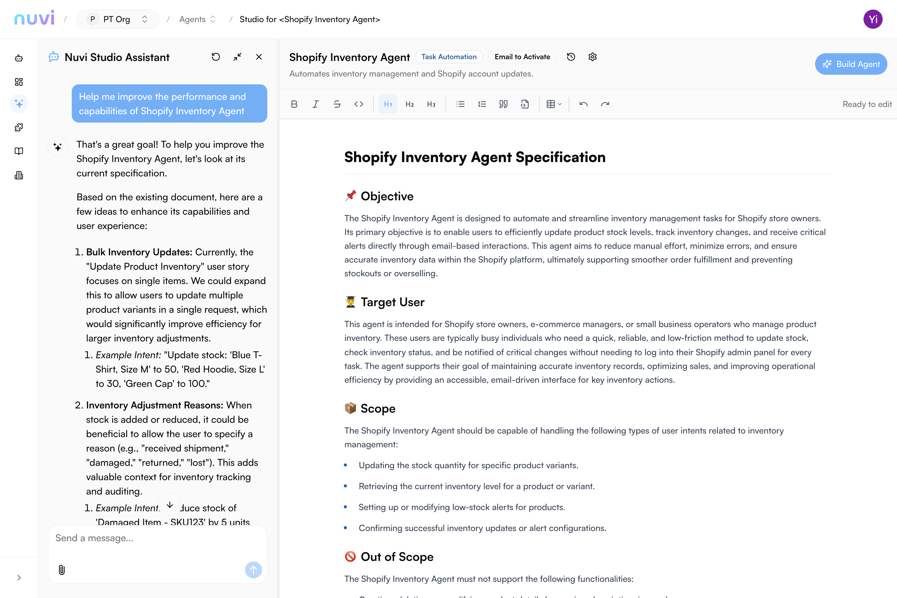 Nuvi.dev spec-to-agent screenshot